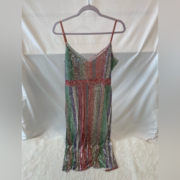 NWOT Striped Sequin MIDI Dress - Picture 3 of 5
